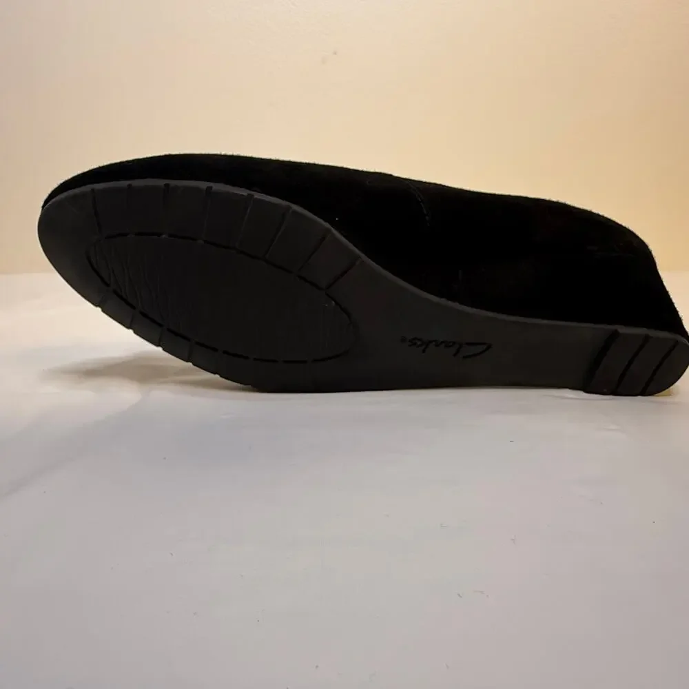 Clarks Artisan Black Suede Wedge Pumps Sz 9M - Picture 8 of 9